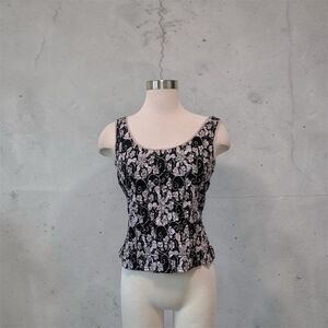 Inc International Concepts Sleeveless Floral Lace Tank Top Black Purple Medium